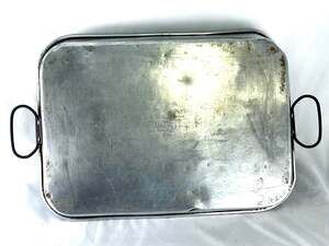 Vintage Pure Aluminum Roasting Baking Pan 14x10 USA Made Double Handle Rustic